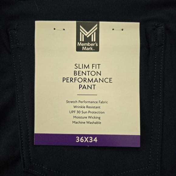 Member's Mark Men's Slim Fit Benton Performance Pant. Color: Dark Navy. Size 36x - Picture 7 of 7